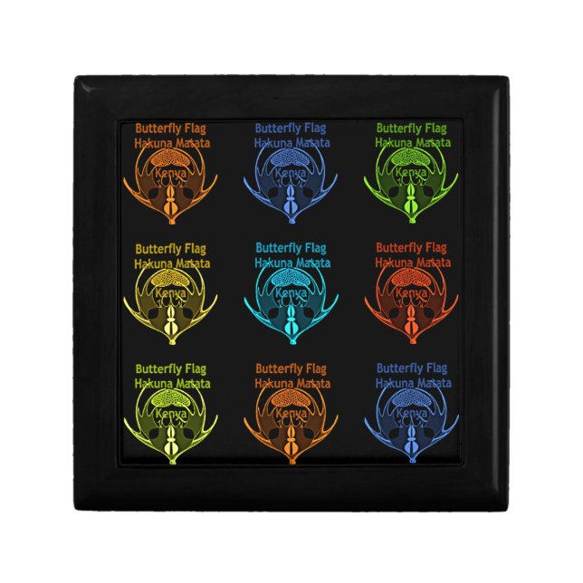 Stunning Kenyan Butterfly Flag Typography Elegant  Gift Box (Front)