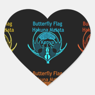 Stunning Kenyan Butterfly Flag Typography Elegant Heart Sticker