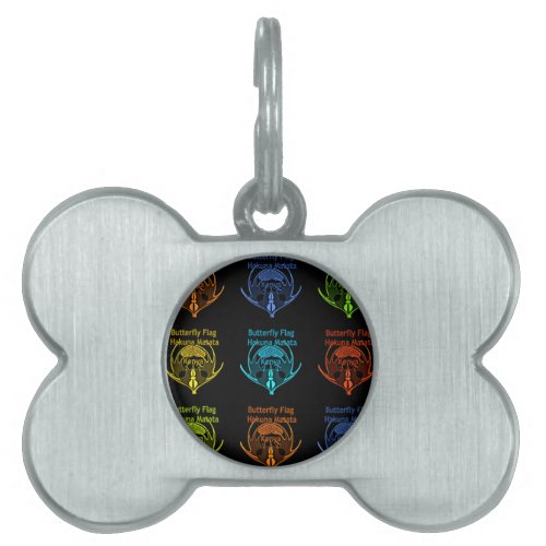 Stunning Kenyan Butterfly Flag Typography Elegant  Pet ID Tag