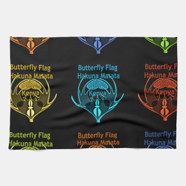 Stunning Kenyan Butterfly Flag Typography Elegant  Towel (Horizontal)