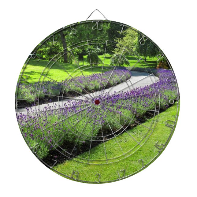 Stunning Lavender-Lined Garden Walk Landscape Dart Board (Front)