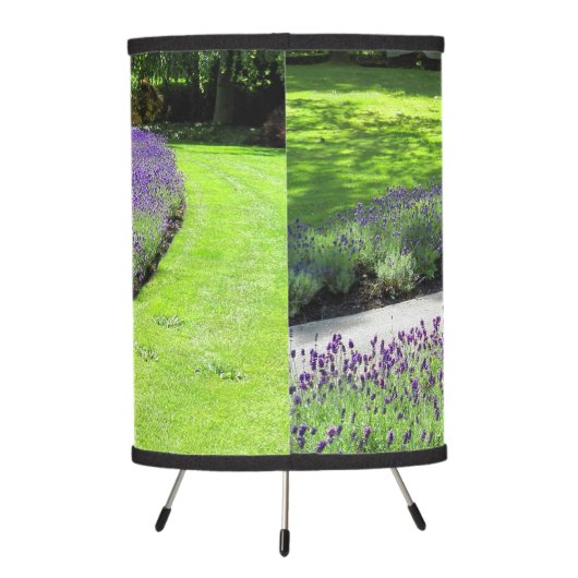 Stunning Lavender-Lined Garden Walk Tripod Lamp (Back)