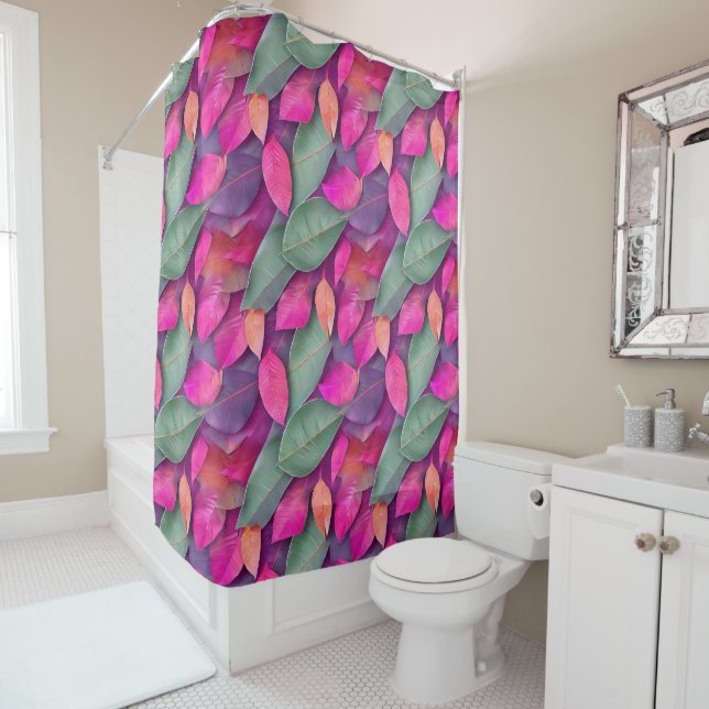 Stunning Leaves Pattern  Snowflake  Shower Curtain (In Situ)