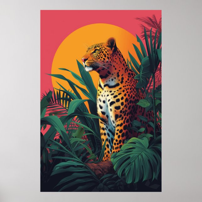Stunning Leopard Vector Illustration Poster (Front)