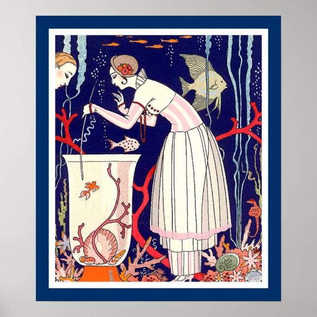 STUNNING LITTLE FISH ,ART DECO BEAUTY FASHION POSTER (Front)