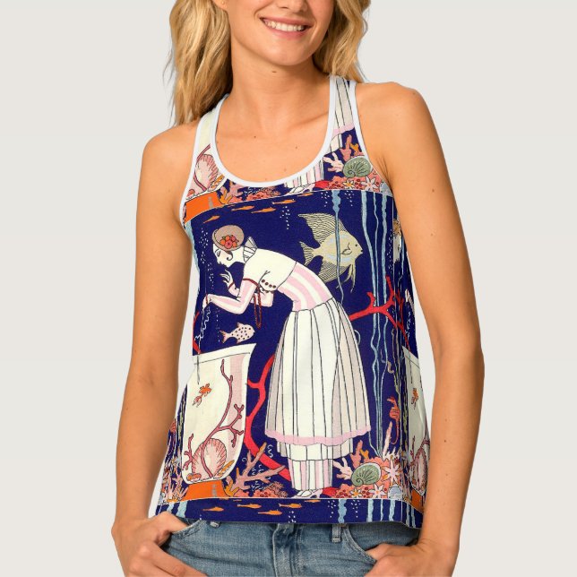 STUNNING LITTLE FISH ,ART DECO BEAUTY FASHION TANK TOP (Front)