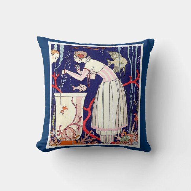 STUNNING LITTLE FISH,ART DECO BEAUTY FASHION THROW PILLOW (Front)