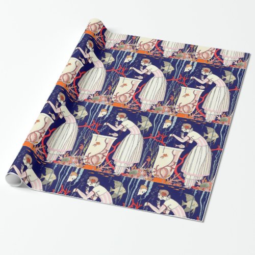 STUNNING LITTLE FISH ART DECO BEAUTY FASHION WRAPPING PAPER