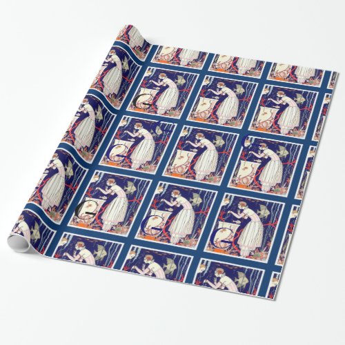 STUNNING LITTLE FISH  ART DECO BEAUTY FASHION WRAPPING PAPER