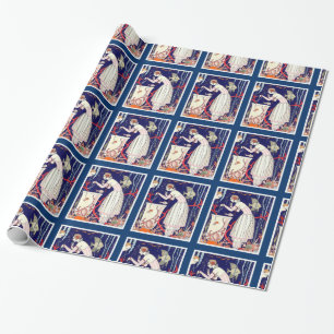 STUNNING LITTLE FISH , ART DECO BEAUTY FASHION WRAPPING PAPER