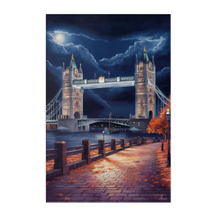 Stunning London Night Scene with Illuminated Tower Acrylic Print