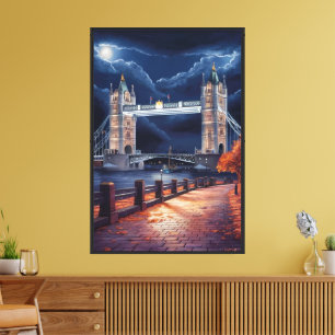 Stunning London Night Scene with Illuminated Tower Canvas Print