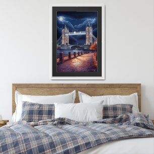 Stunning London Night Scene with Illuminated Tower Framed Art