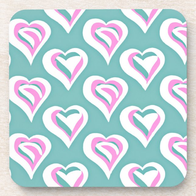 Stunning Love Heart Pattern Beverage Coaster (Front)