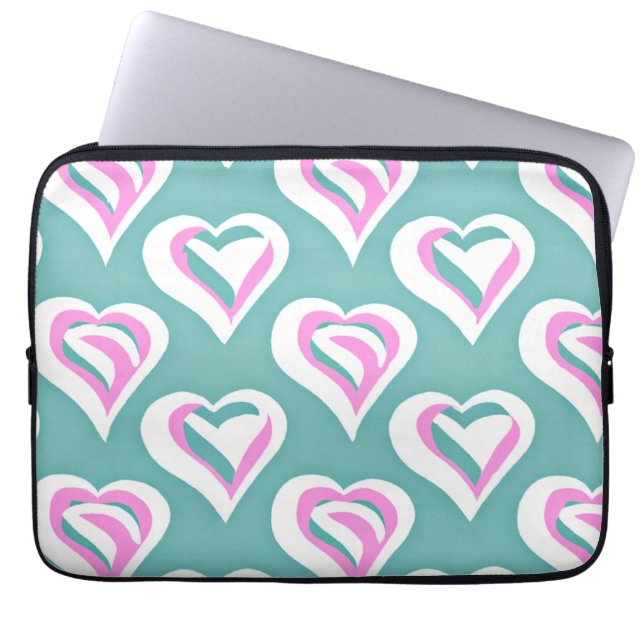Stunning Love Heart Pattern Laptop Sleeve (Front)