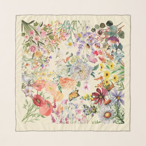Stunning  Luxurious Watercolor Wildflower Scarf