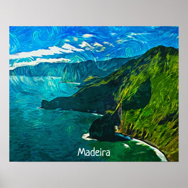 Stunning Madeira Coastal View Oil Paint Poster (Front)
