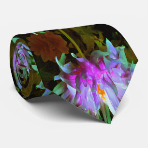Stunning Magenta and Lime Green Cactus Dahlia Neck Tie
