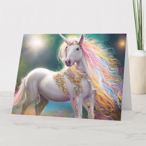Stunning Magical Full Body White Unicorn Thank You Card