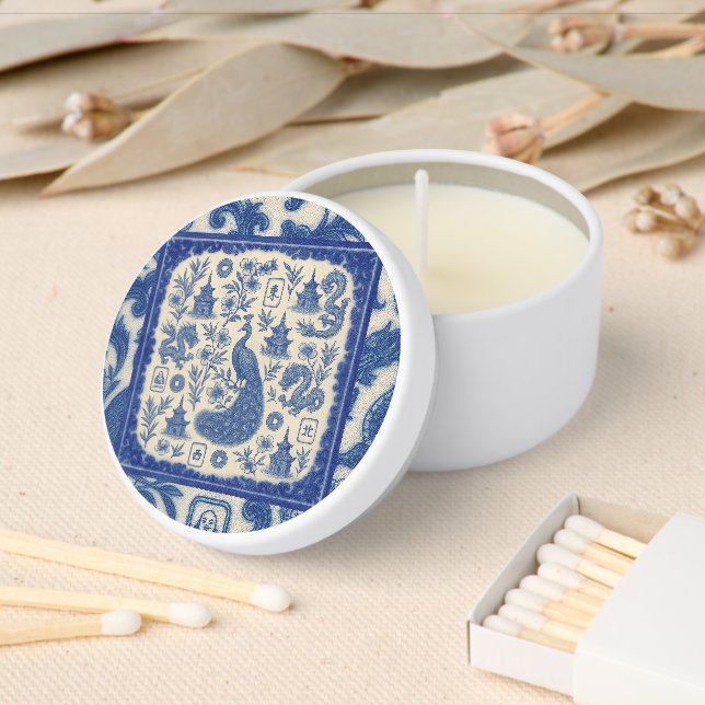 Stunning Mahjong Toile  Mini Candle Favors (Insitu)