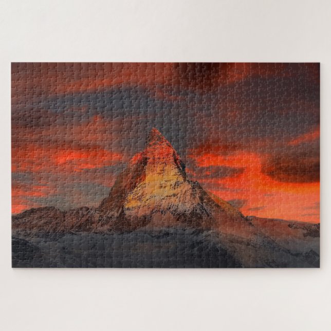 Stunning matterhorn red sky landscape jigsaw puzzle (Horizontal)