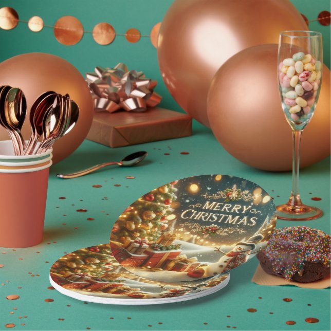 stunning Merry Christmas Paper Plates (Multi)