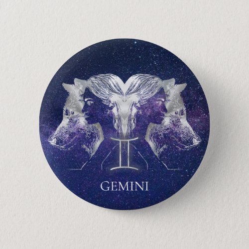 Stunning Milky Way Sky Gemini Zodiac Sign Button