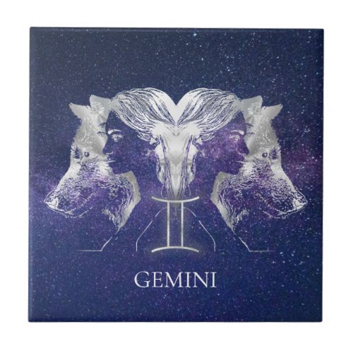 Stunning Milky Way Sky Gemini Zodiac Sign Ceramic Tile