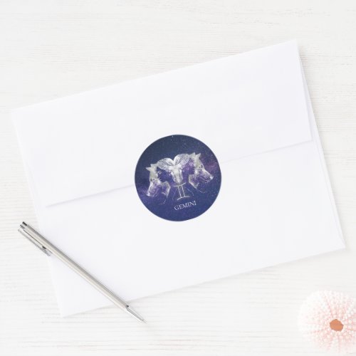 Stunning Milky Way Sky Gemini Zodiac Sign Classic Round Sticker