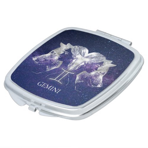 Stunning Milky Way Sky Gemini Zodiac Sign Compact Mirror