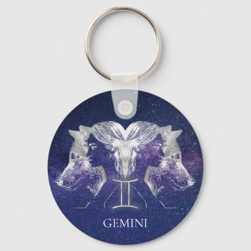 Stunning Milky Way Sky Gemini Zodiac Sign Keychain