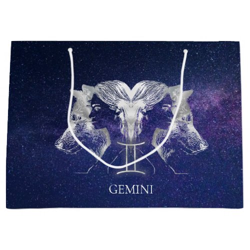 Stunning Milky Way Sky Gemini Zodiac Sign Large Gift Bag
