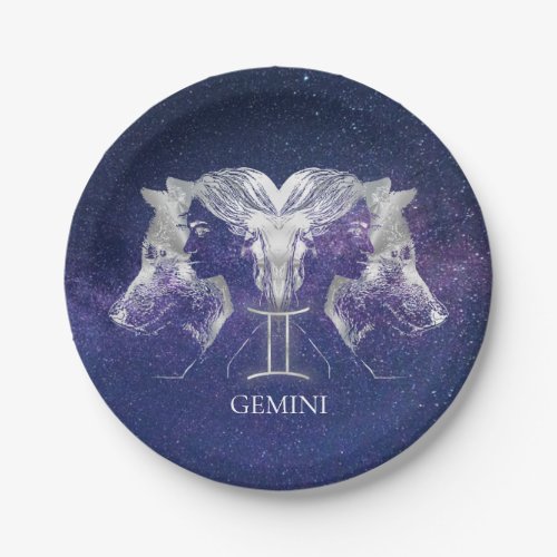 Stunning Milky Way Sky Gemini Zodiac Sign Paper Plates