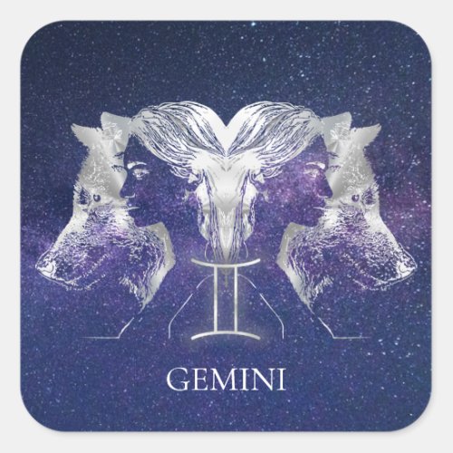Stunning Milky Way Sky Gemini Zodiac Sign Square Sticker