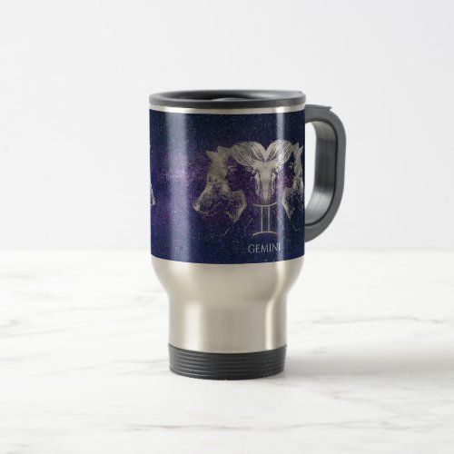 Stunning Milky Way Sky Gemini Zodiac Sign Travel Mug