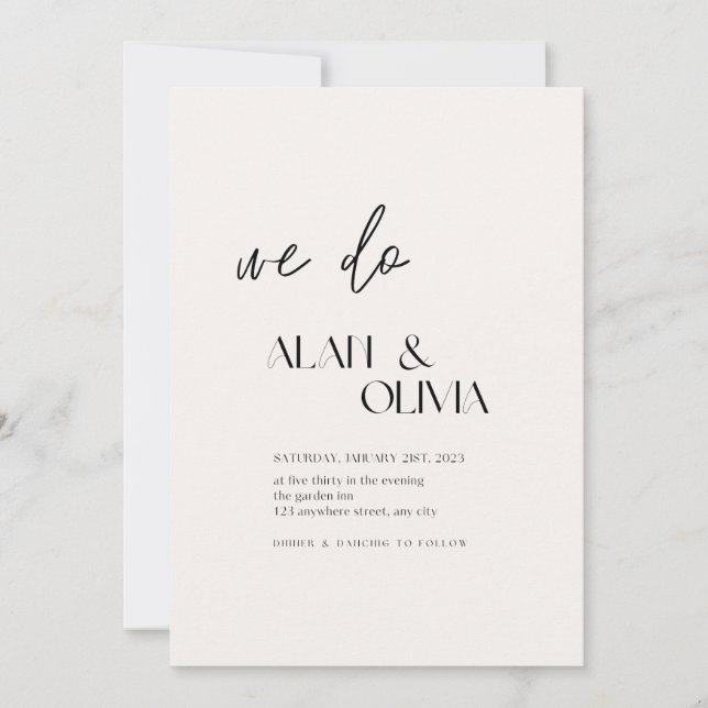 Stunning Minimalist "We Do" Engagement Card (Front)