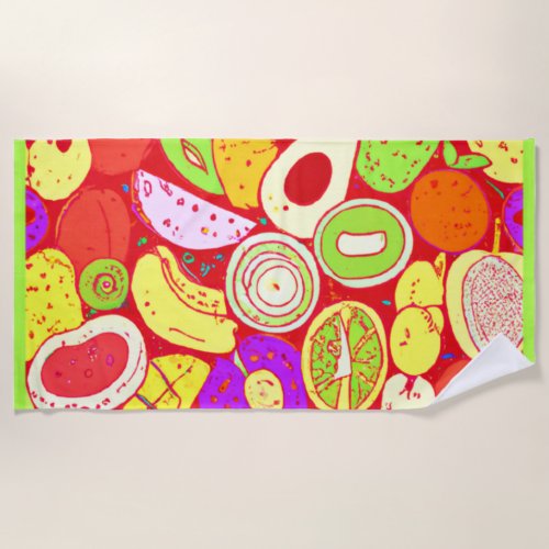 Stunning Mixtures of Fruits Patterns Buy Now Beach Towel