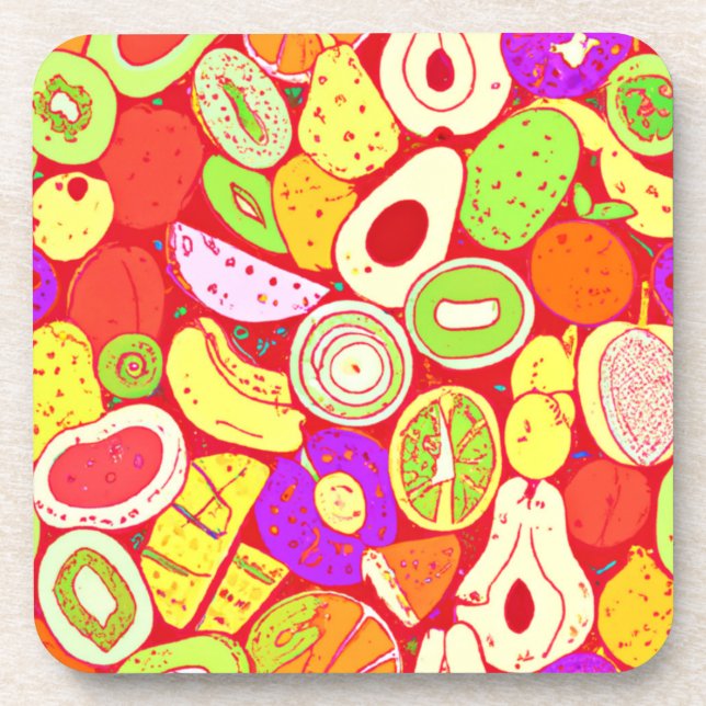 Stunning Mixtures of Fruits Patterns. Buy Now Beverage Coaster (Front)
