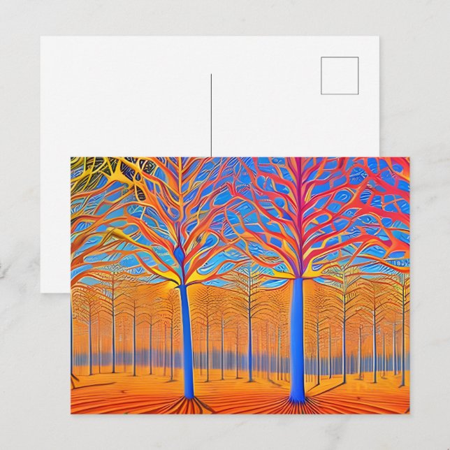 Stunning Modern Art Woodland Forest Postcard (Front/Back)