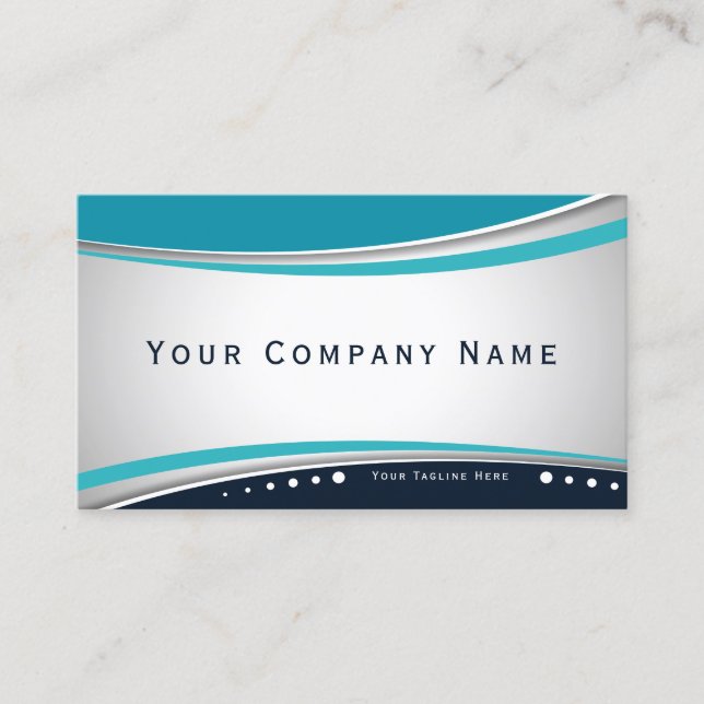 Stunning Modern Curved Lines in Blue Business Card (Front)