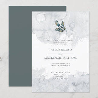 Stunning Modern Grey Smoke Watercolor Wedding Invitation