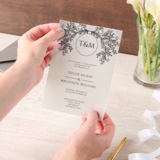 Stunning Modern Monogram Minimalist Wedding Vellum Invitations