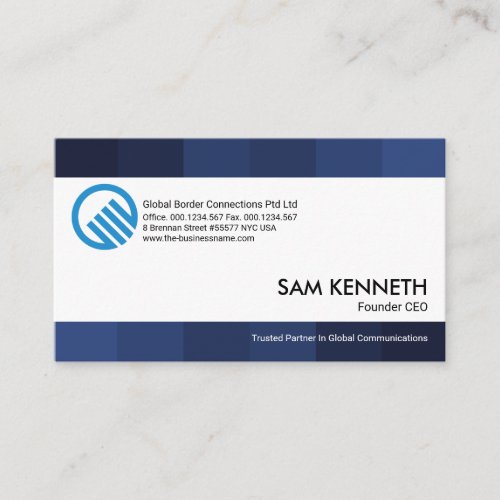 Stunning Monochrome Blue Stripes Founder CEO Business Card