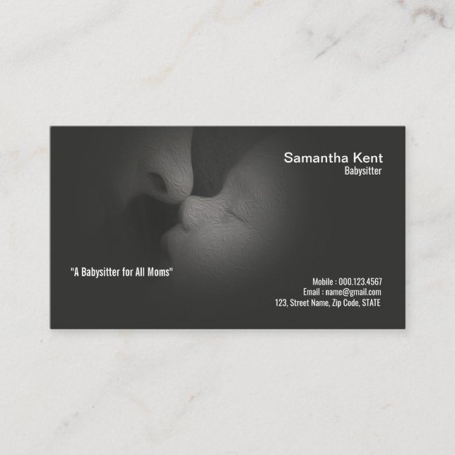 Stunning Monochrome Mom Baby Nanny Business Card (Front)