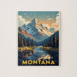 Stunning Montana Landscape Jigsaw Puzzle<br><div class="desc">Immerse yourself in the tranquil beauty of Montana with this captivating landscape poster. Featuring snow-capped mountains, serene pine forests, and a glassy reflective lake, the illustration evokes the rugged charm of the American wilderness. Ideal for home decor, office walls, or gift ideas for nature lovers, this artwork blends bold detail...</div>