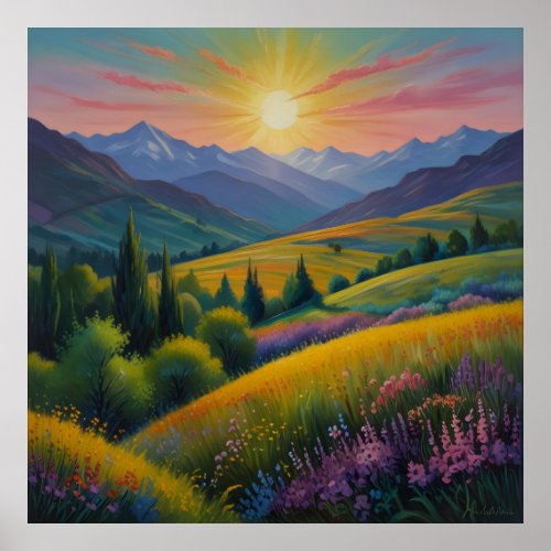 Stunning Mountainscape Painting Poster