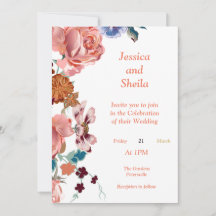 Stunning multicolored flowers Wedding Invitation,