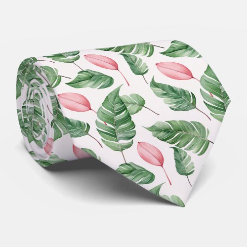 Stunning Neck Tie with Exotic Leaves Pattern