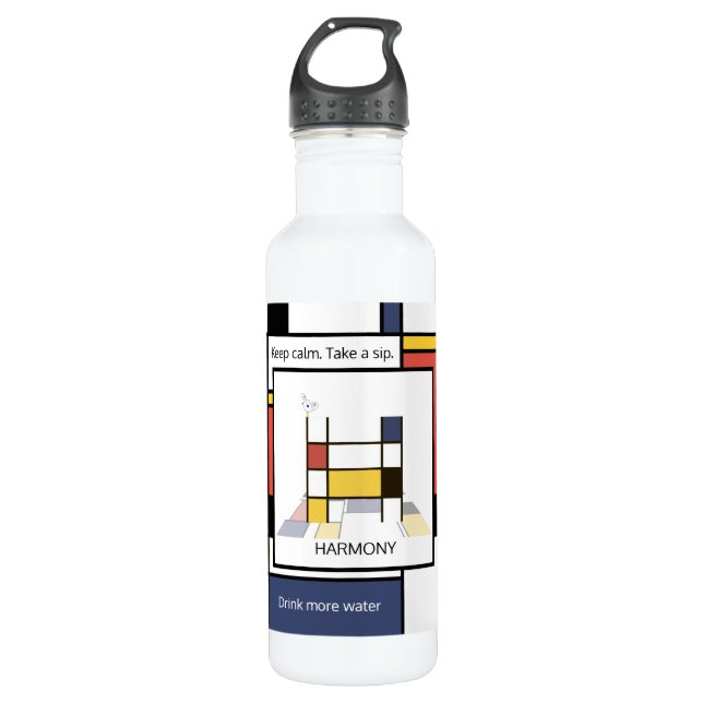 Stunning Neoplasticism Art Monogram. Letter H Stainless Steel Water Bottle (Front)