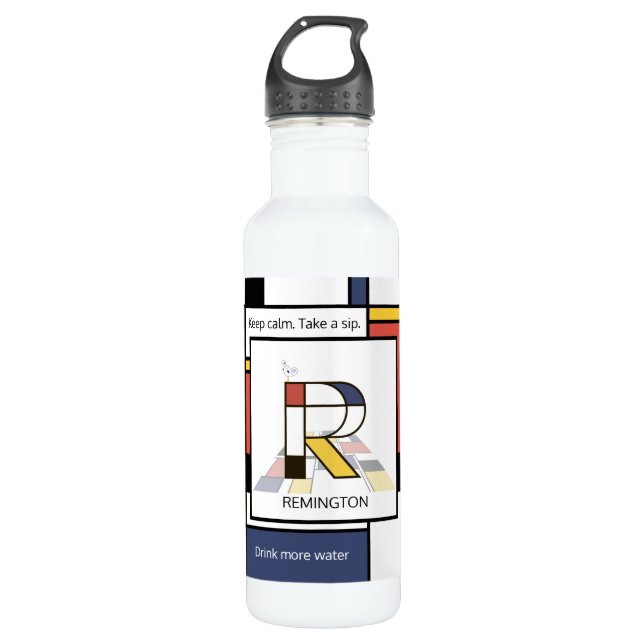 Stunning Neoplasticism Art Monogram. Letter R  Stainless Steel Water Bottle (Front)